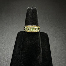 14k yellow gold cluster ring w peridot stones