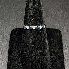 14k white gold ring w sappires & diamonds