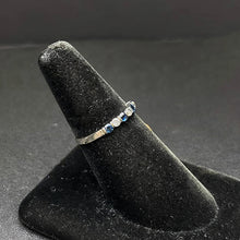 14k white gold ring w sappires & diamonds