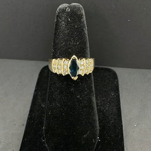 14k gold ring w sapphire stone & diamonds (4.9)