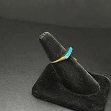 14k gold ring w lab created turquoise stones