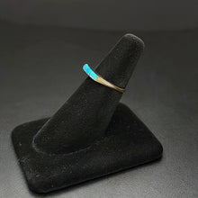 14k gold ring w lab created turquoise stones