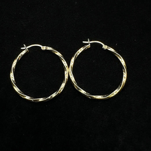 14k yellow gold twisty hoop earrings