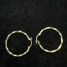 14k yellow gold twisty hoop earrings