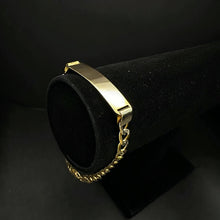 14k two tone diamond cut cuban link ID bracelet
