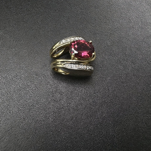 14k gold pendant w genuine oval pink tourmaline stone & diamonds