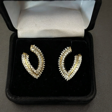 14k yellow gold stud diamond encrusted earrings
