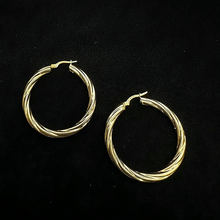 14k yellow gold twisted hoops