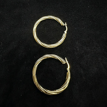 14k yellow gold twisted hoops