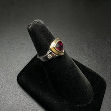 14k two tone ring w garnet stone