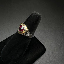 14k two tone ring w garnet stone