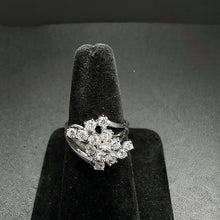 14k white gold diamond cluster ring w brilliant cut diamonds