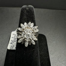 14k white gold flower wedding set w brilliant cut diamonds