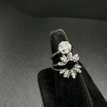14k white gold flower wedding set w brilliant cut diamonds