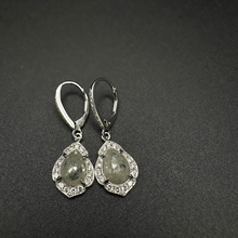 14k white gold hook diamond earrings