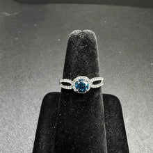 14k white gold european shank ring w blue diamond