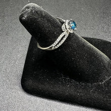 14k white gold european shank ring w blue diamond