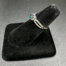 14k white gold european shank ring w blue diamond