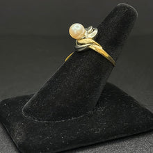 14k white & yellow gold ring w pearl (5.8)