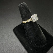 14k white & yellow gold ring w princess cut quad diamonds