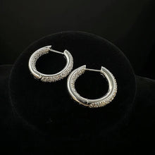 14k white gold hoop diamond encrusted earrings