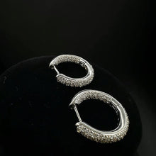14k white gold hoop diamond encrusted earrings