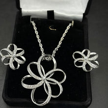 14k white gold diamond earring & necklace set, 20