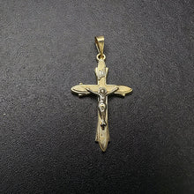 14k yellow & white gold cross pendant