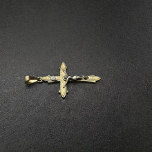 14k yellow & white gold cross pendant