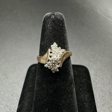 14k yellow gold cluster diamond ring