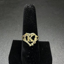 14k yellow gold heart ring w K