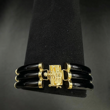 14K yellow gold bracelet w black onyx