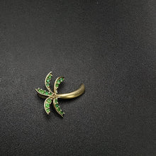14k yellow gold palm tree pendant w emeralds