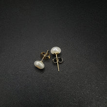 14k yellow gold ablong pearl stud earrings