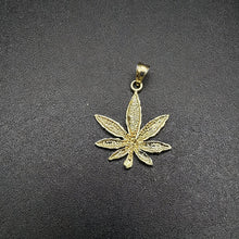 14k yellow gold pot leaf pendant
