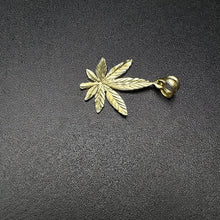 14k yellow gold pot leaf pendant
