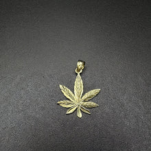 14k yellow gold pot leaf pendant