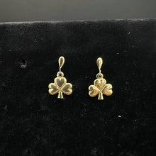 14k yellow gold 3 leaf clover earrings
