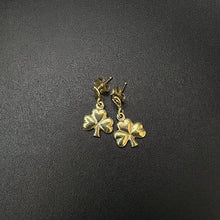 14k yellow gold 3 leaf clover earrings