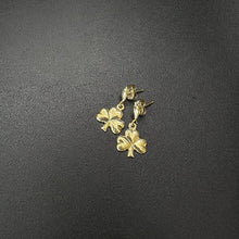 14k yellow gold 3 leaf clover earrings