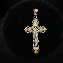 14k yellow & white gold cross pendant
