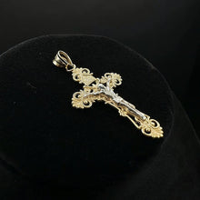 14k yellow & white gold cross pendant