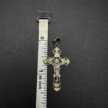 14k yellow & white gold cross pendant