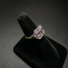 14k yellow gold cluster ring w tanzanite stones