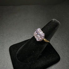 14k yellow gold cluster ring w tanzanite stones
