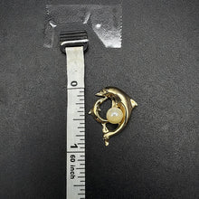 14k yellow gold dolphins pendant w pearl