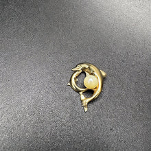 14k yellow gold dolphins pendant w pearl
