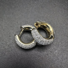 14k yellow gold diamond encrusted hoop earrings
