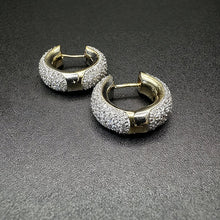 14k yellow gold diamond encrusted hoop earrings