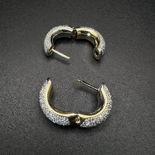 14k yellow gold diamond encrusted hoop earrings